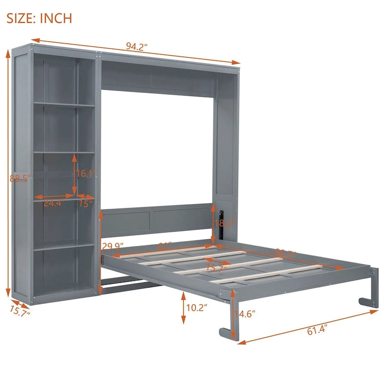 Murphy Bed Wall Bed with Shelves
