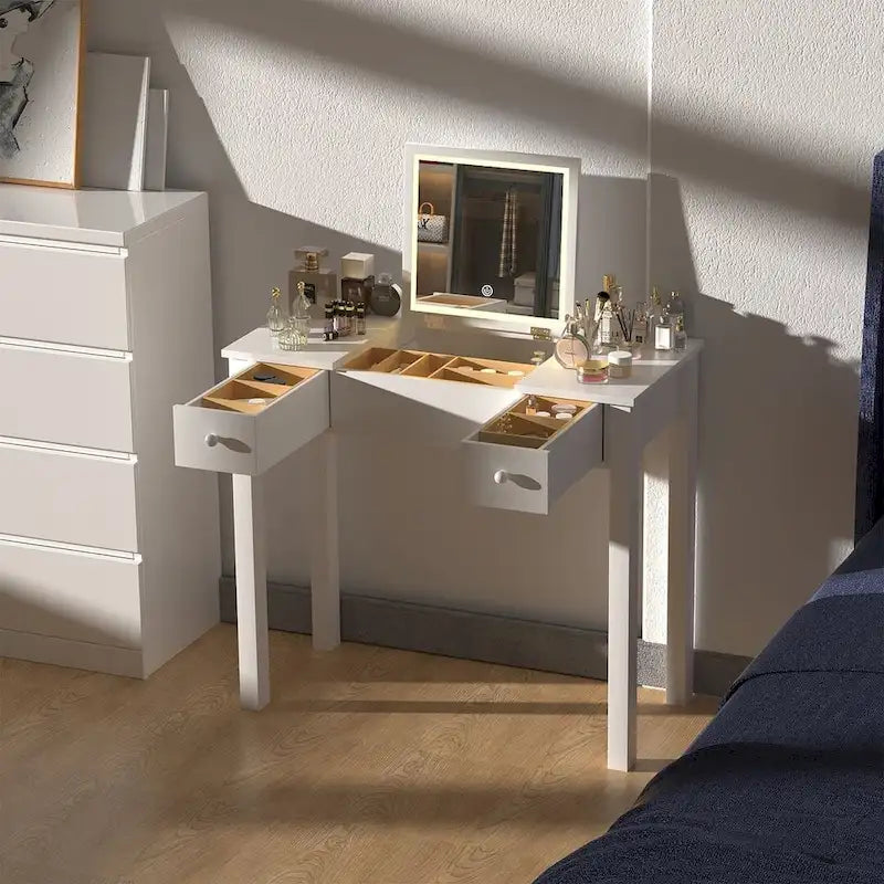 32.99 Makeup Storage Table Makeup With LED Light &Mirror
