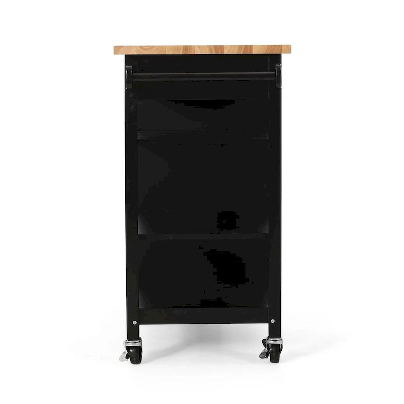 Modern Wooden Kitchen Cart with Wheels Drawer and Cabinet