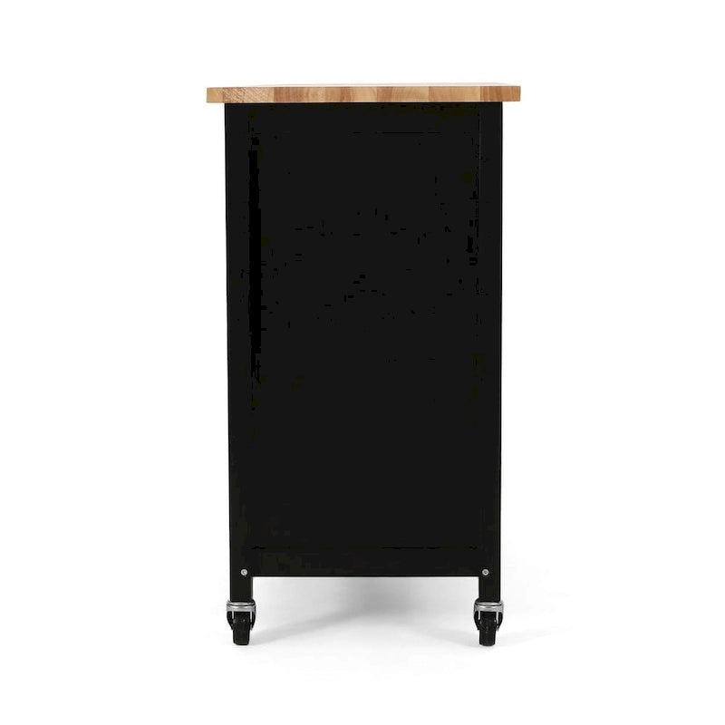 Modern Wooden Kitchen Cart with Wheels Drawer and Cabinet
