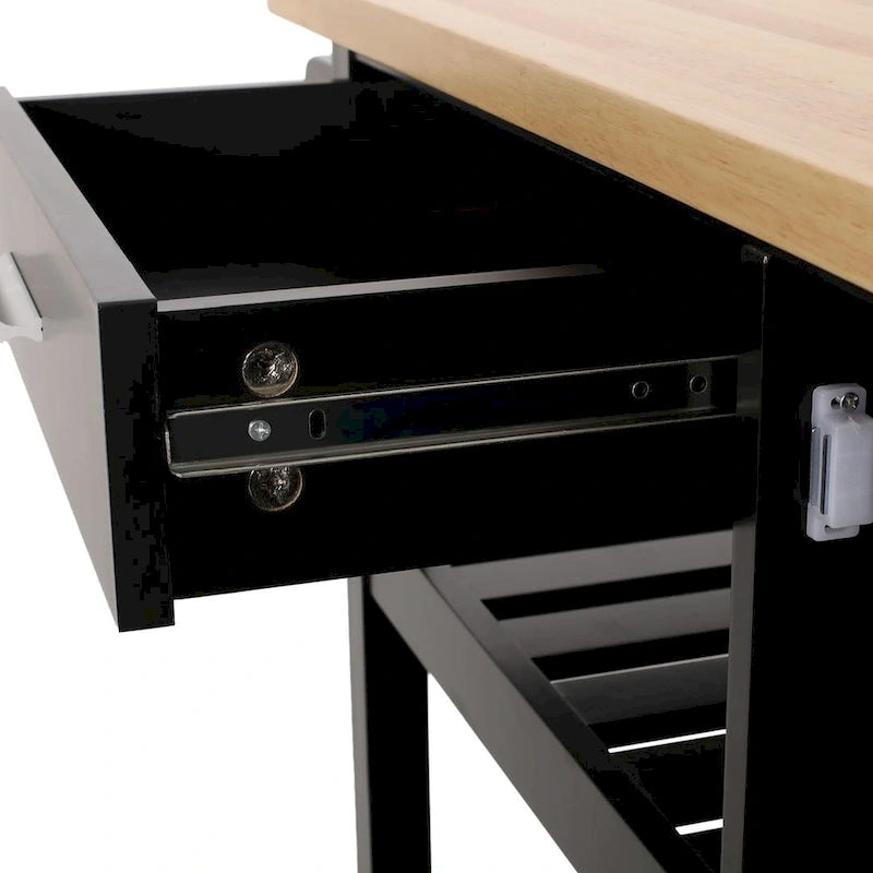 Modern Wooden Kitchen Cart with Wheels Drawer and Cabinet