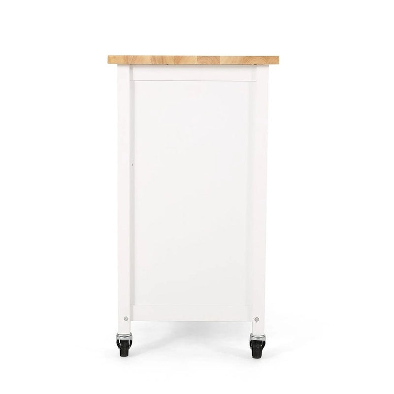 Modern Wooden Kitchen Cart with Wheels Drawer and Cabinet