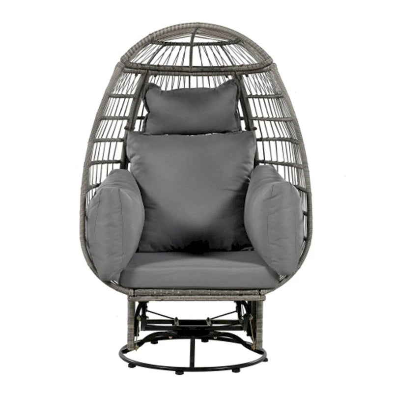 Rattan Egg Patio Swivel Chair with Cushions and Rocking Function