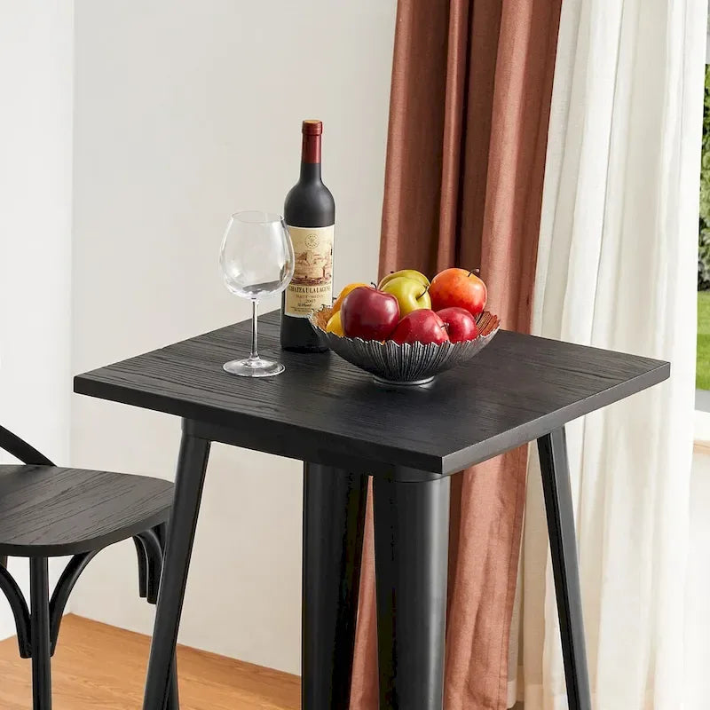 Farmhouse Industrial Rustic Steel Pub/Bar Table Wood Top