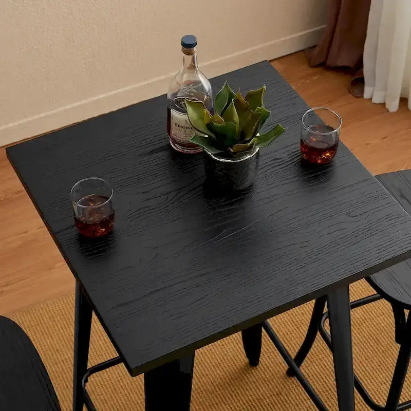 Farmhouse Industrial Rustic Steel Pub/Bar Table Wood Top