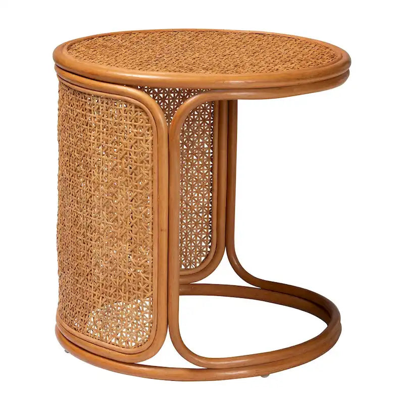 Bohemian Rattan End Table