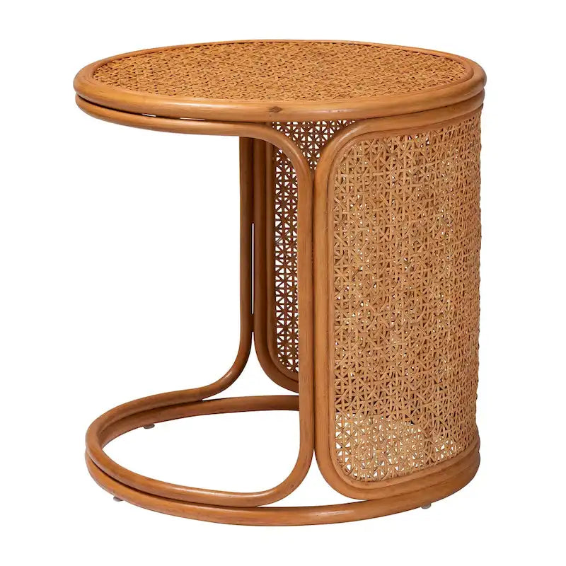 Bohemian Rattan End Table