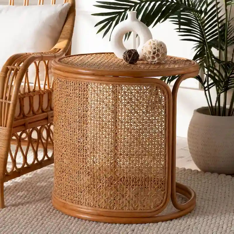 Bohemian Rattan End Table