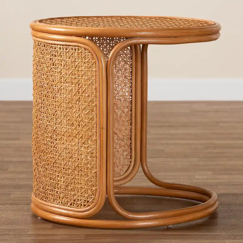 Bohemian Rattan End Table