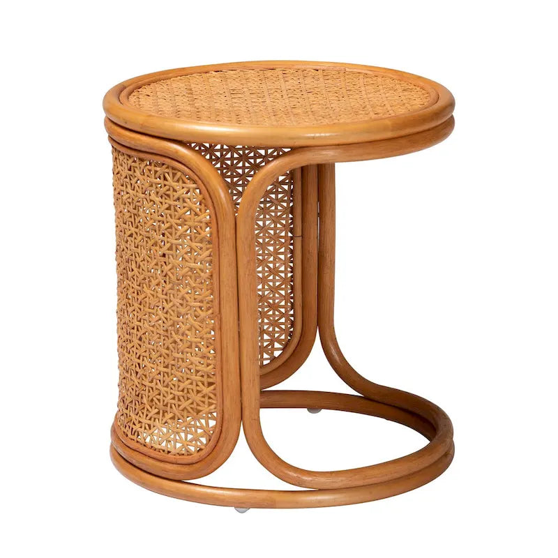 Bohemian Rattan End Table