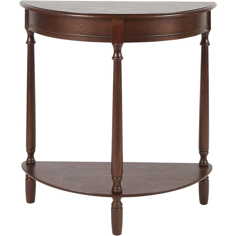 Half Round Accent Table, Walnut, 28.25w 11.8d 28.25h