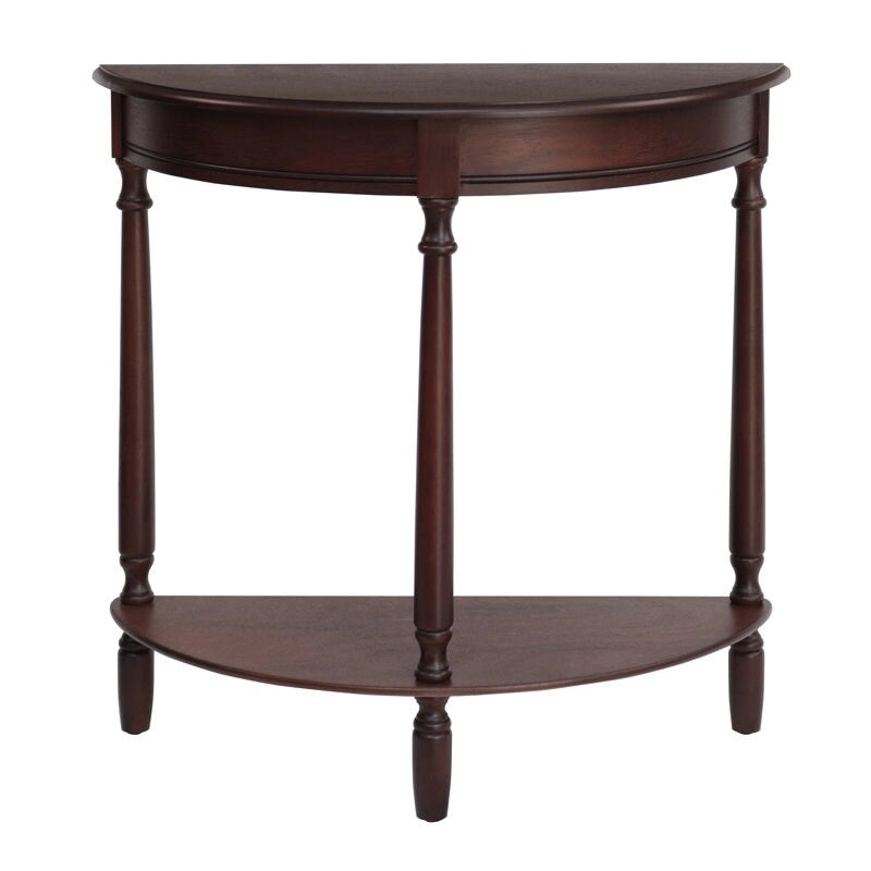 Half Round Accent Table, Walnut, 28.25w 11.8d 28.25h