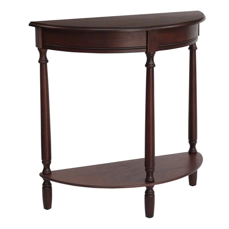 Half Round Accent Table, Walnut, 28.25w 11.8d 28.25h