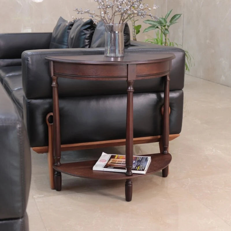 Half Round Accent Table, Walnut, 28.25w 11.8d 28.25h