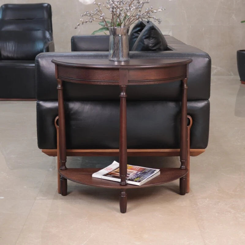 Half Round Accent Table, Walnut, 28.25w 11.8d 28.25h