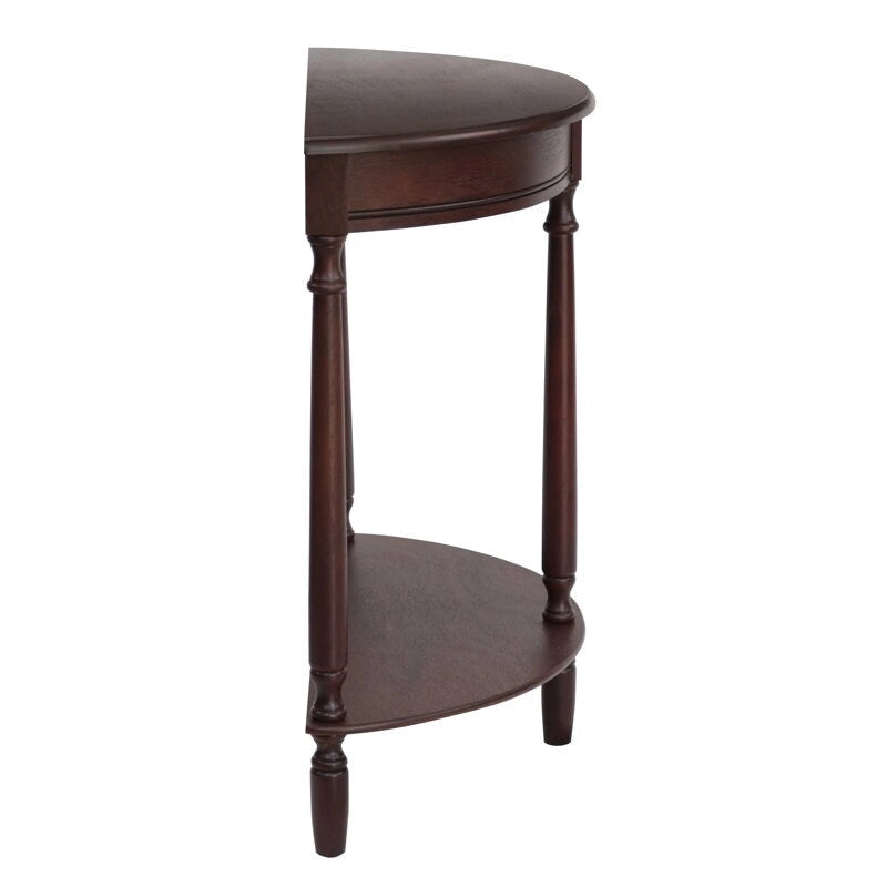 Half Round Accent Table, Walnut, 28.25w 11.8d 28.25h