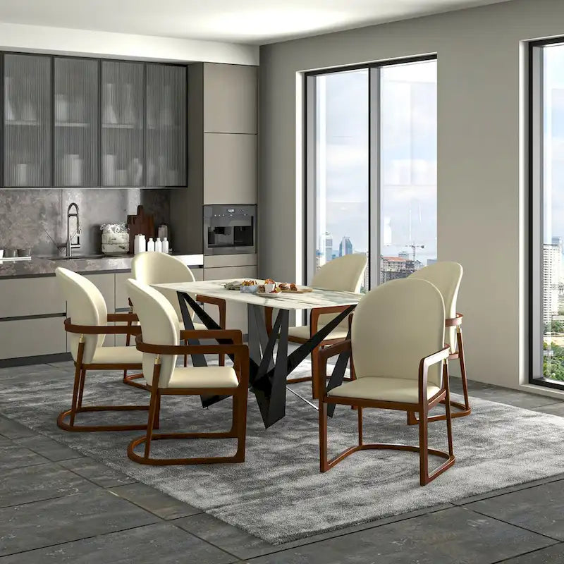 Modern Dining Chair in Upholstered Leather Svelta Series
