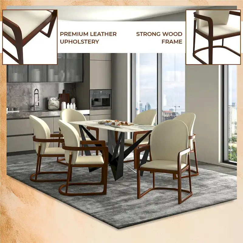 Modern Dining Chair in Upholstered Leather Svelta Series
