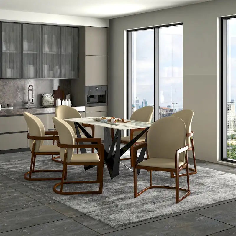 Modern Dining Chair in Upholstered Leather Svelta Series