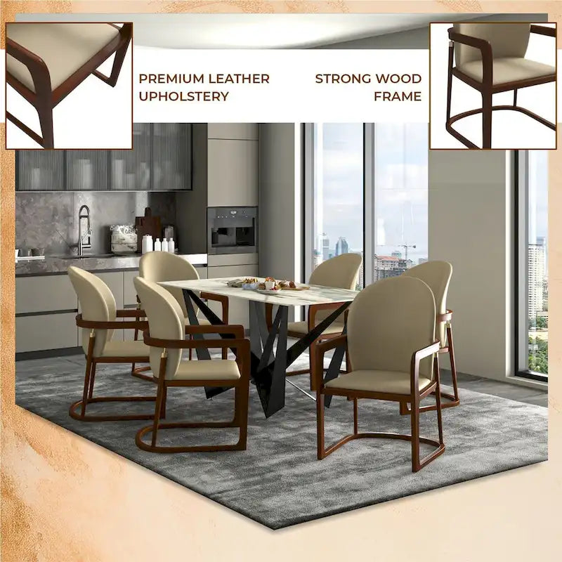 Modern Dining Chair in Upholstered Leather Svelta Series