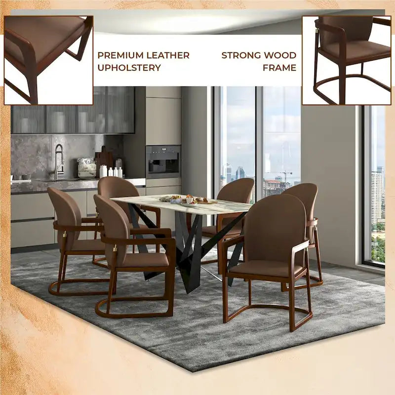 Modern Dining Chair in Upholstered Leather Svelta Series