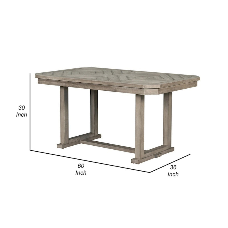 60 Inch Dining Table, Rectangular, Diamond Wood Grain Pattern, Gray