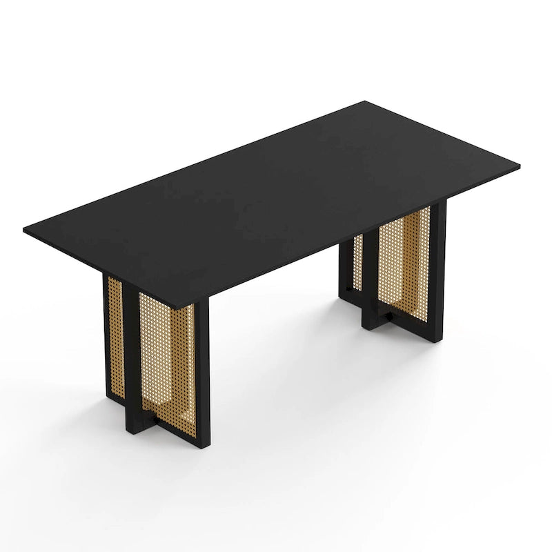 Rectangular Dining Table with Cane Base