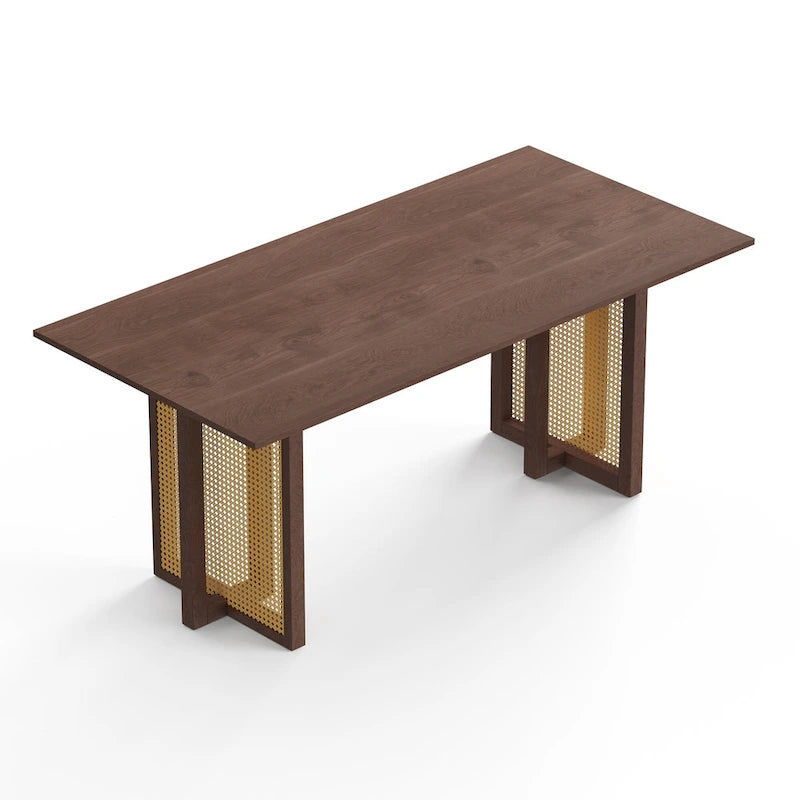 Rectangular Dining Table with Cane Base