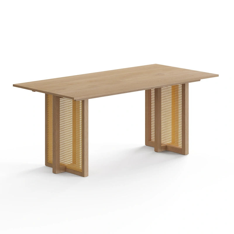 Rectangular Dining Table with Cane Base