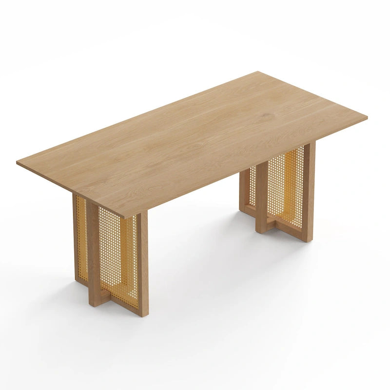 Rectangular Dining Table with Cane Base