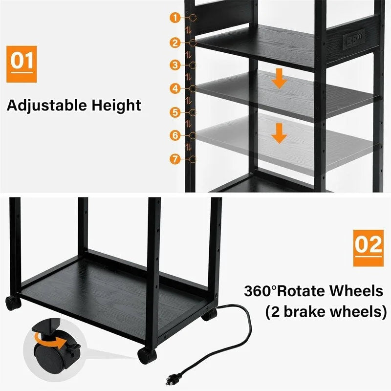 3-Tier Movable Printer Stand - 19Dx 14Wx 40H
