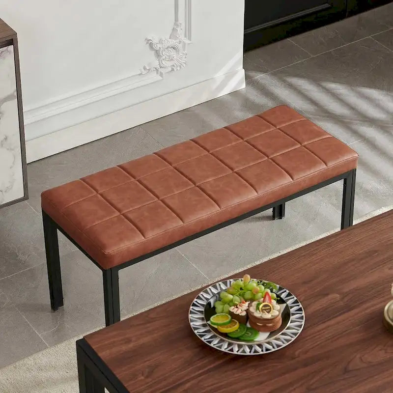 36.6 Upholstered Leather PU Dining Bench