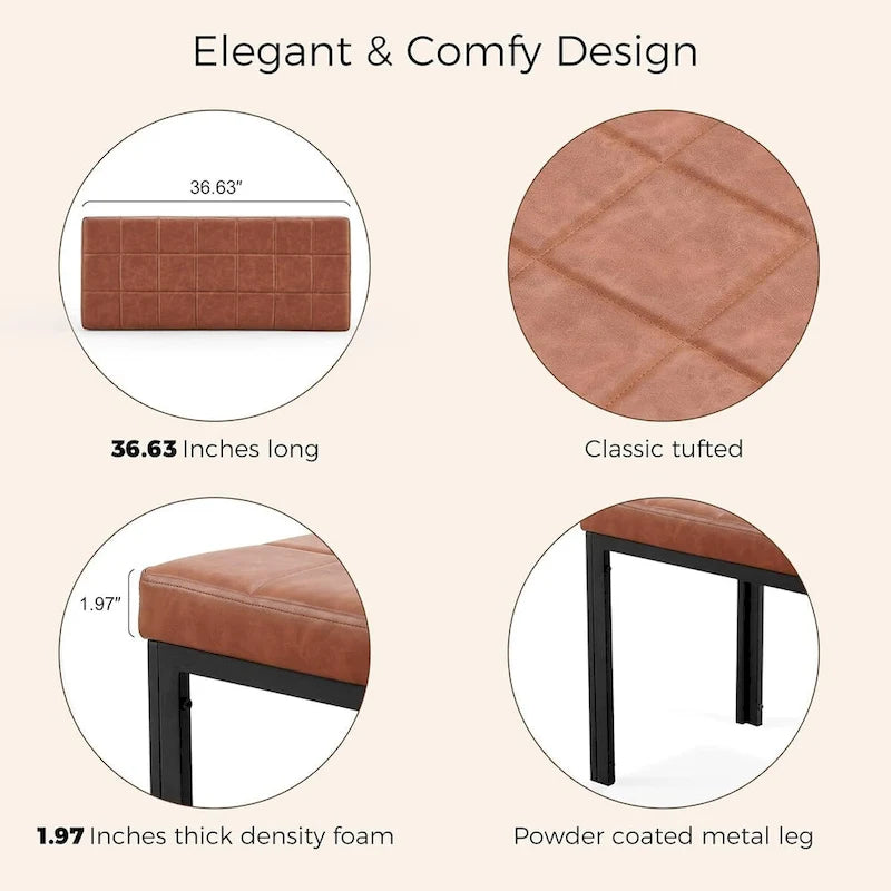 36.6 Upholstered Leather PU Dining Bench