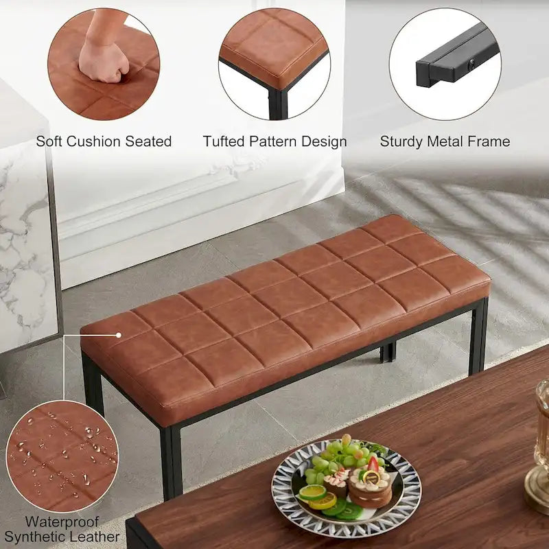 36.6 Upholstered Leather PU Dining Bench
