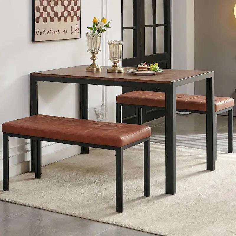 36.6 Upholstered Leather PU Dining Bench