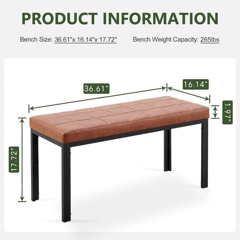 36.6 Upholstered Leather PU Dining Bench