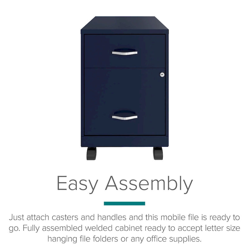 18 Deep 2 Drawer Letter Width Mobile Vertical File Cabinet with Accessory Drawer