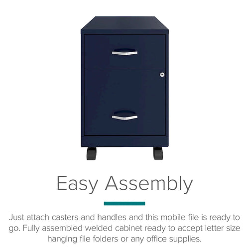18 Deep 2 Drawer Letter Width Mobile Vertical File Cabinet with Accessory Drawer