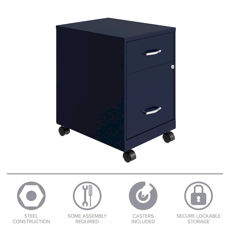 18 Deep 2 Drawer Letter Width Mobile Vertical File Cabinet with Accessory Drawer