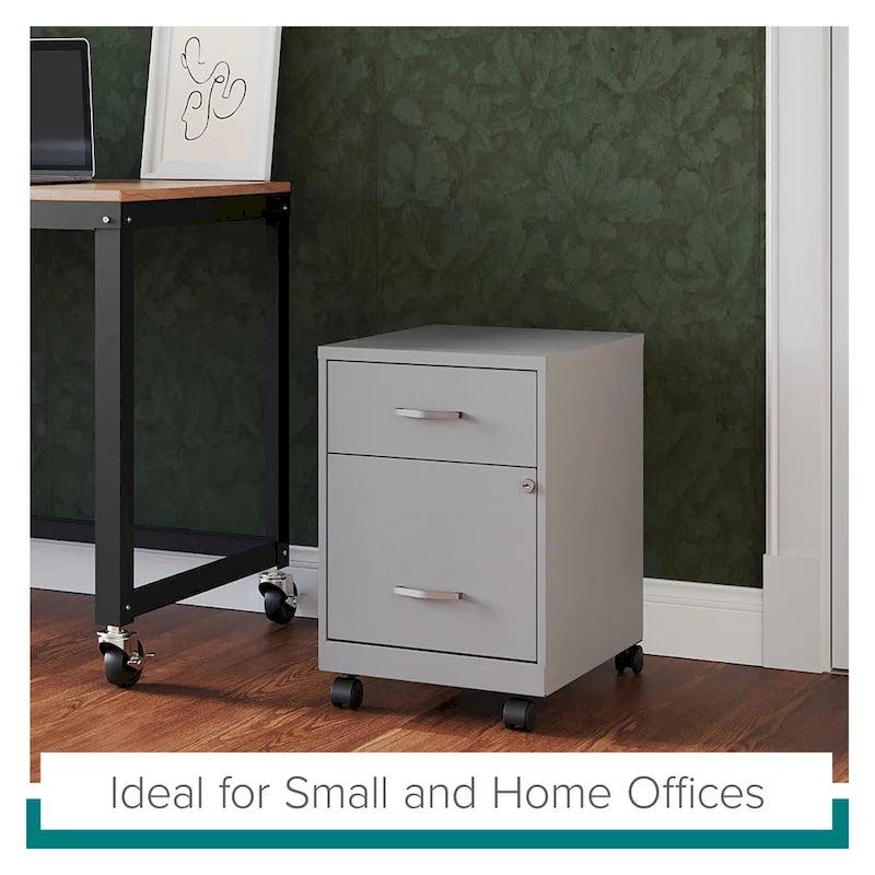 18 Deep 2 Drawer Letter Width Mobile Vertical File Cabinet with Accessory Drawer