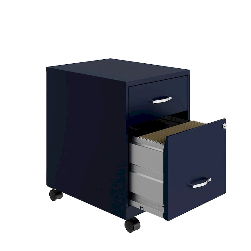 18 Deep 2 Drawer Letter Width Mobile Vertical File Cabinet with Accessory Drawer
