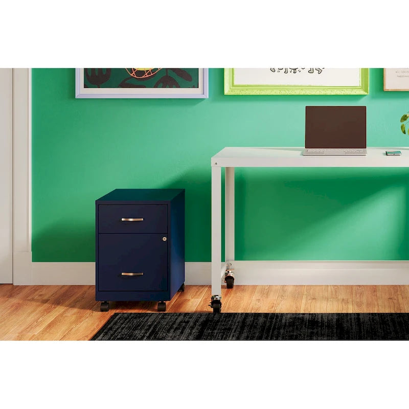 18 Deep 2 Drawer Letter Width Mobile Vertical File Cabinet with Accessory Drawer