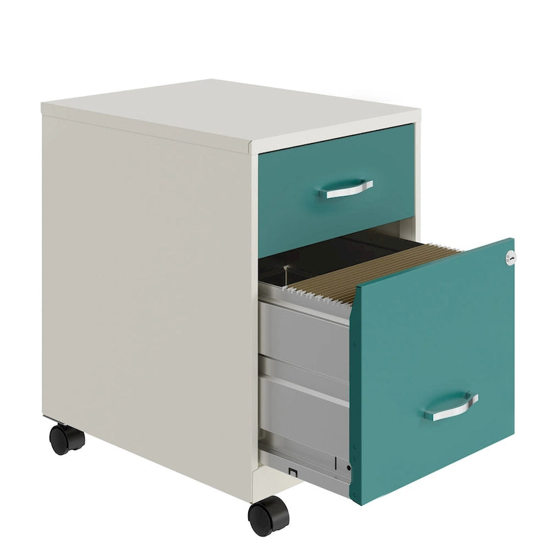 18 Deep 2 Drawer Letter Width Mobile Vertical File Cabinet with Accessory Drawer