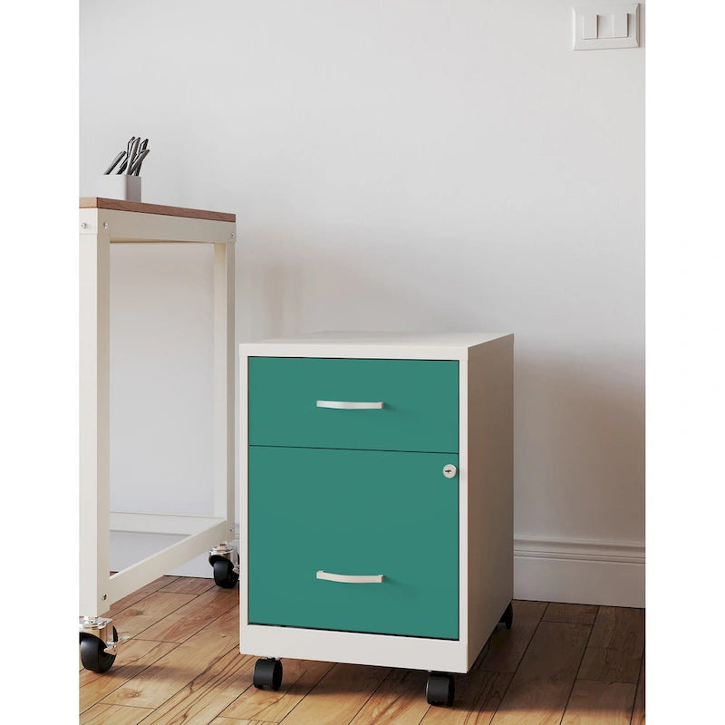 18 Deep 2 Drawer Letter Width Mobile Vertical File Cabinet with Accessory Drawer