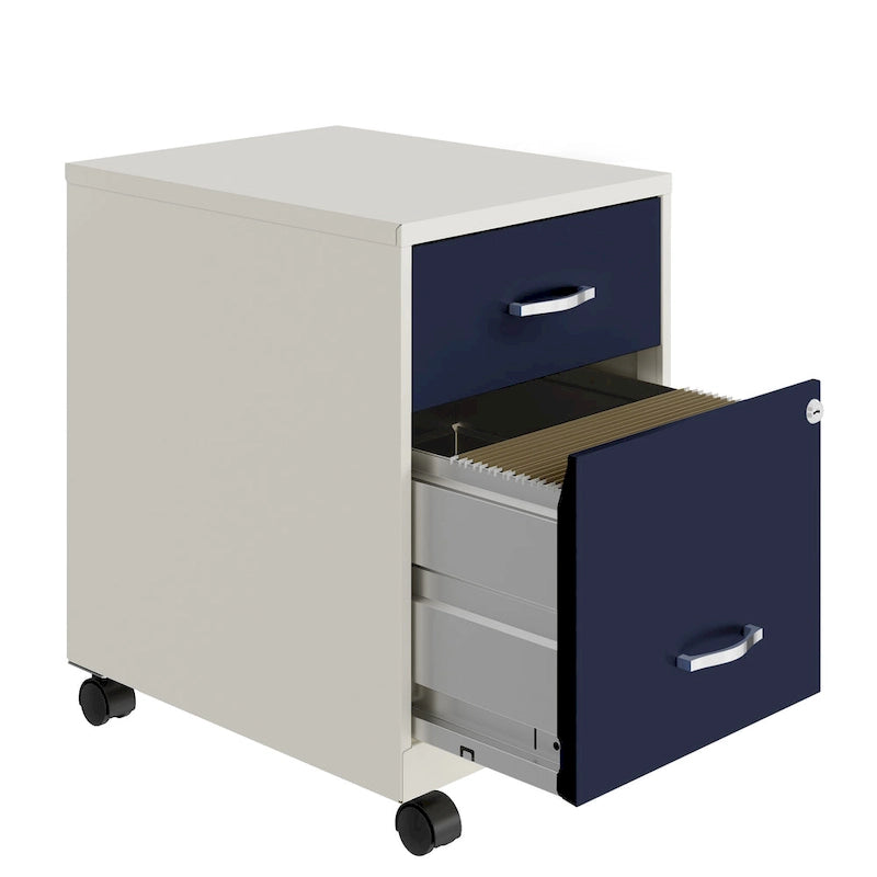 18 Deep 2 Drawer Letter Width Mobile Vertical File Cabinet with Accessory Drawer