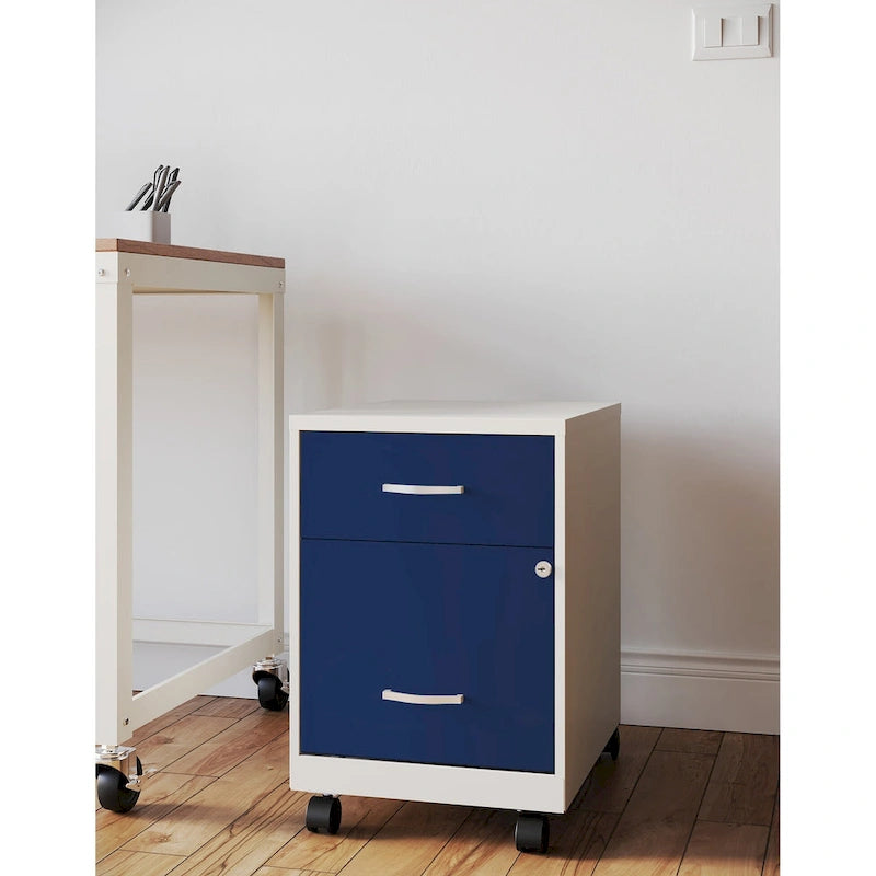 18 Deep 2 Drawer Letter Width Mobile Vertical File Cabinet with Accessory Drawer