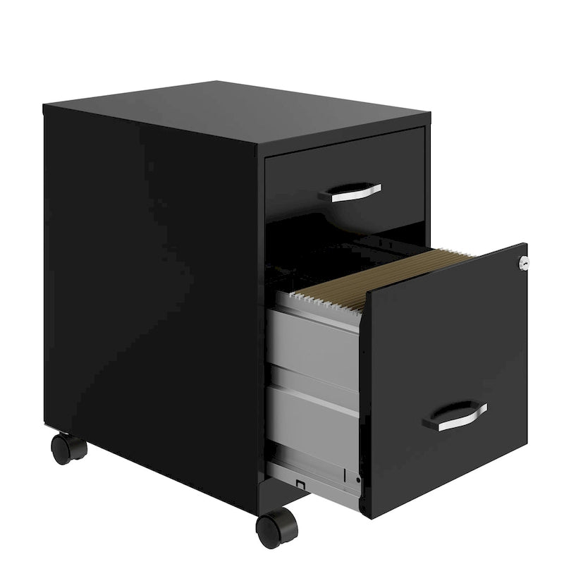 18 Deep 2 Drawer Letter Width Mobile Vertical File Cabinet with Accessory Drawer
