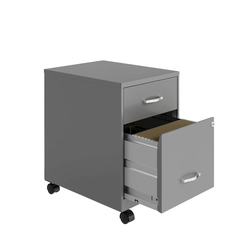 18 Deep 2 Drawer Letter Width Mobile Vertical File Cabinet with Accessory Drawer