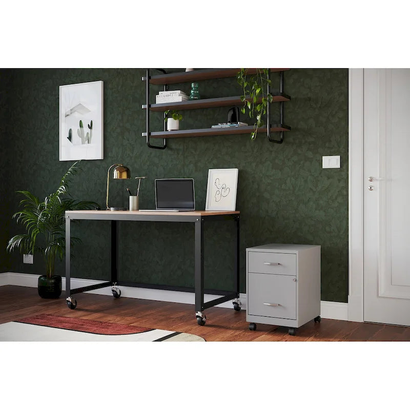 18 Deep 2 Drawer Letter Width Mobile Vertical File Cabinet with Accessory Drawer