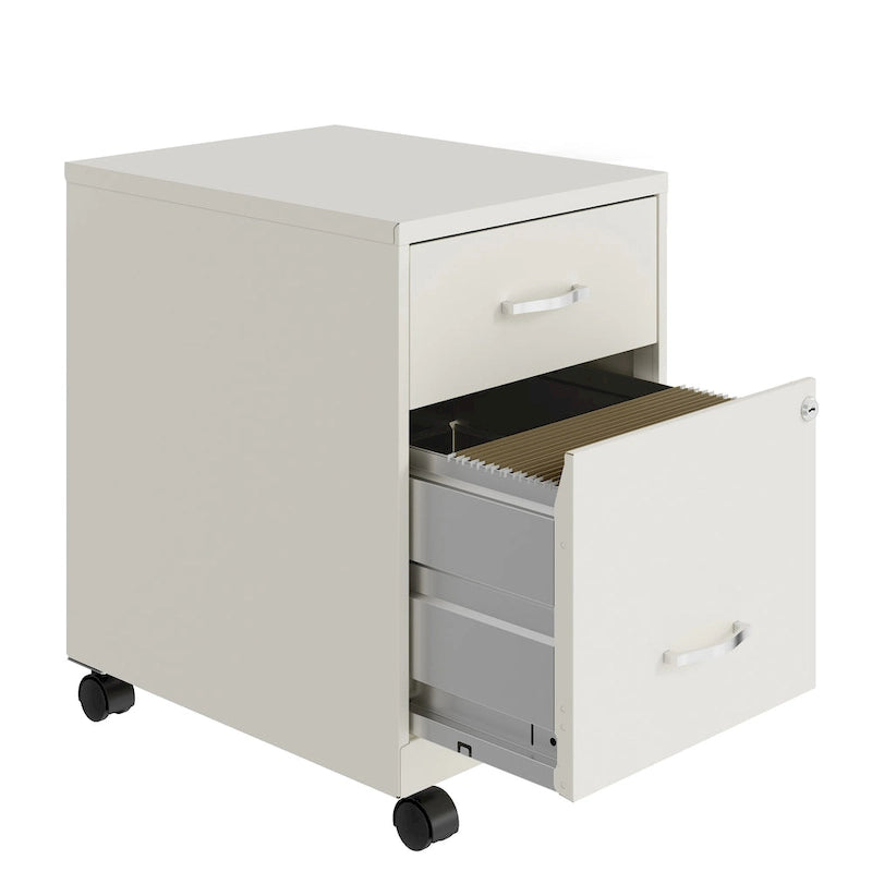 18 Deep 2 Drawer Letter Width Mobile Vertical File Cabinet with Accessory Drawer